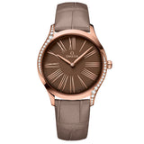 OMEGA De Ville Tresor 36mm Brown Dial 18ct Rose Gold Diamond Ladies Quartz Watch 42858366013001