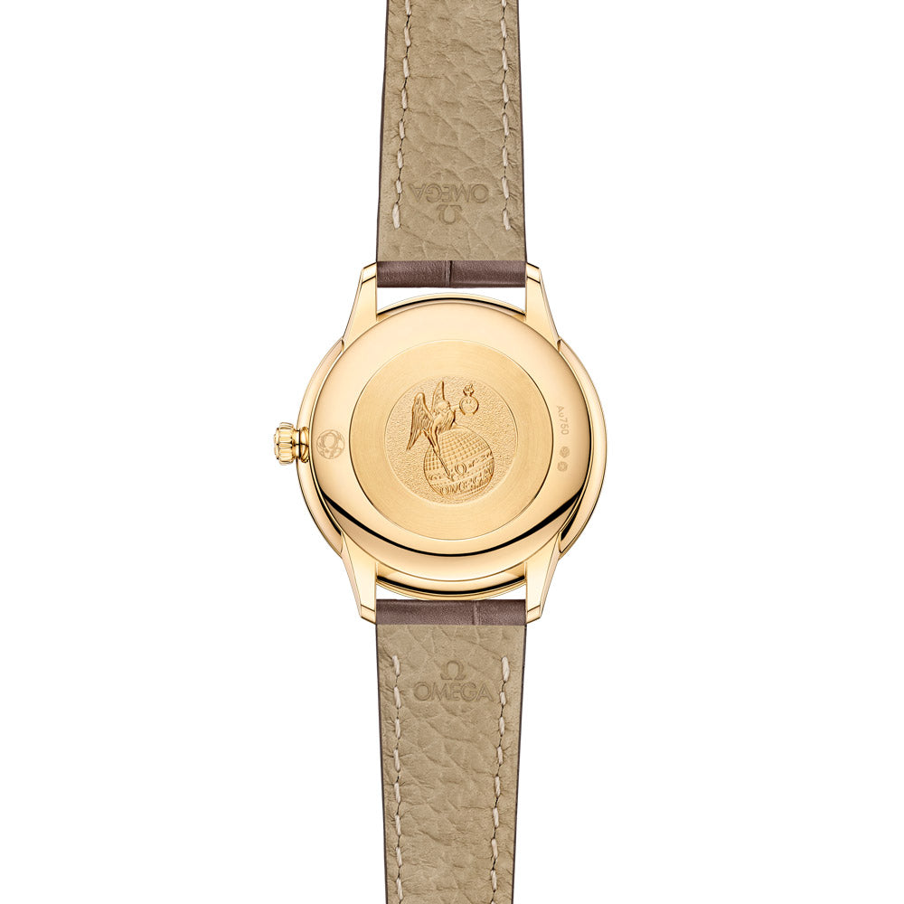 OMEGA De Ville Prestige 27.5mm MOP Dial 18ct Yellow Gold Diamond Ladies Quartz Watch 43453286055002