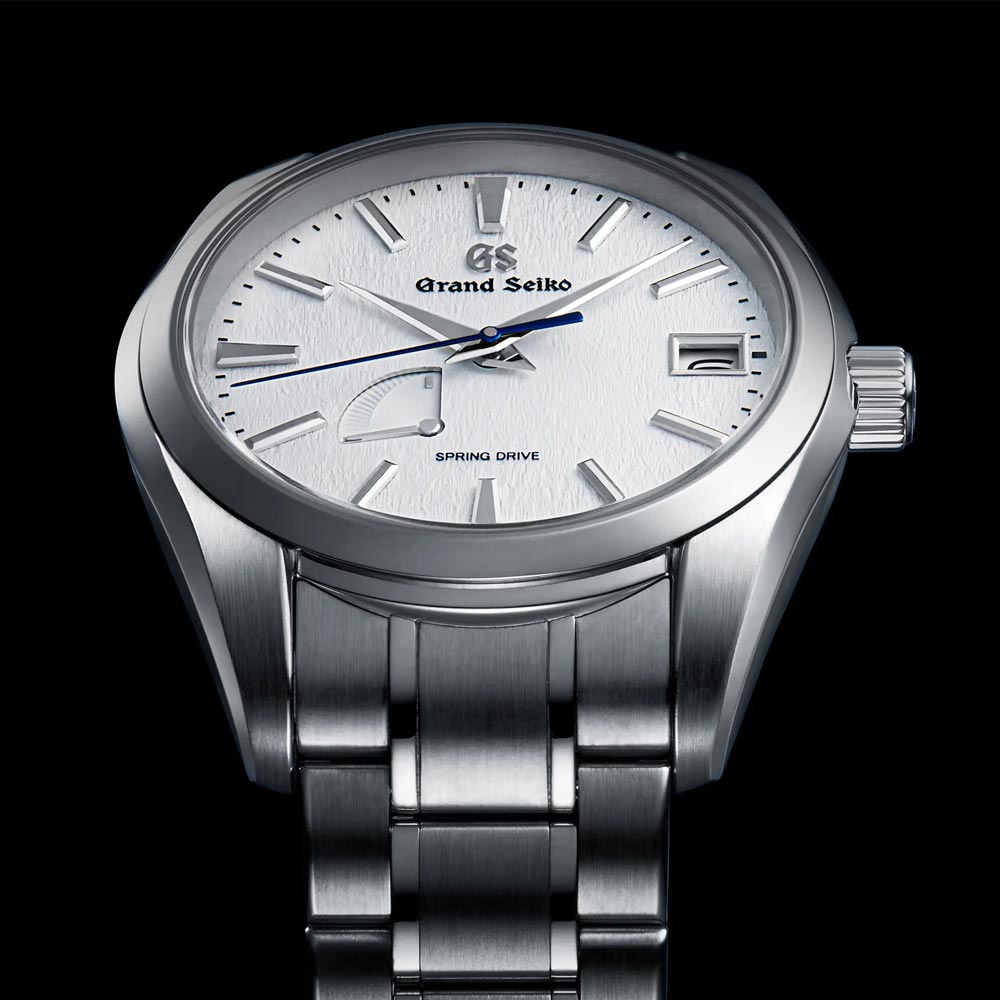 grand seiko heritage collection spring drive snowflake 41mm white dial titanium gents watch lug view