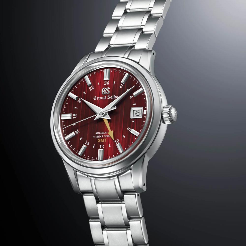 Grand Seiko Elegance Collection Yuka Momiji Mechanical Hi-Beat GMT 39.5mm Red Dial Gents Automatic Watch SBGJ273G