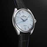 grand seiko elegance collection spring drive manual wound omiwatari 38.5mm blue dial gents watch side view