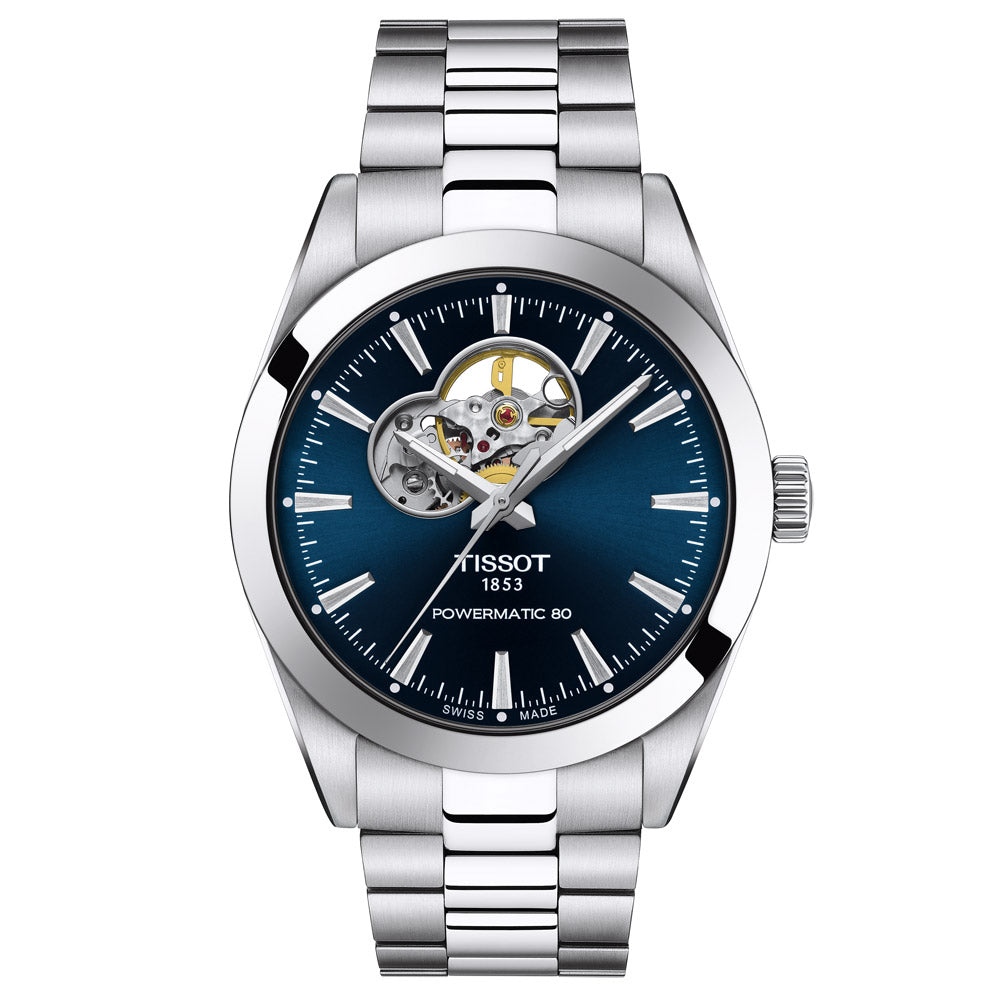 Tissot Gentleman Powermatic 80 Open Heart 40mm Blue Dial Automatic Gents Watch T1274071104101