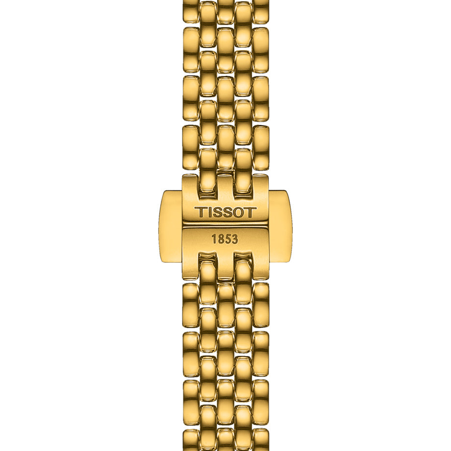 Tissot Lovely Round 19.5mm MOP Diamond Dot Dial Yellow Gold PVD Steel Ladies Quartz Watch T1400096302600