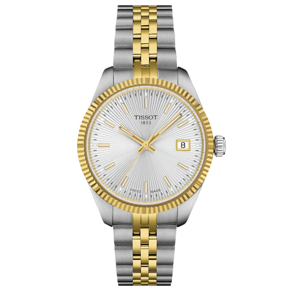 Tissot Ballade 34mm Silver Dial Yellow Gold PVD Steel Ladies Quartz Watch T1562102203100