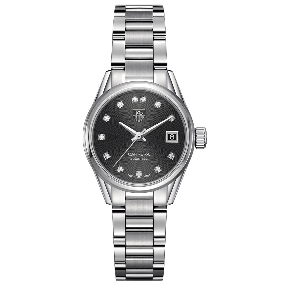 TAG Heuer Carrera 28mm Black Dial Diamond Automatic Ladies Watch WAR2413.BA0776