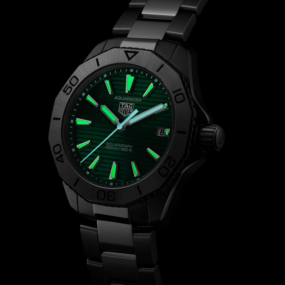 TAG Heuer Aquaracer Professional 200 Solargraph Green Dial 40mm Quartz Gents Watch WBP1115.BA0000