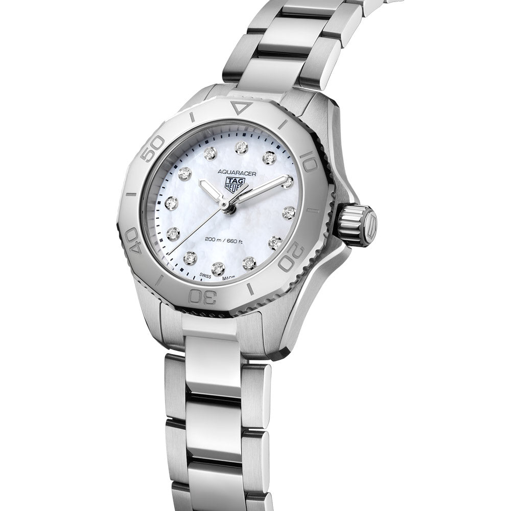 TAG Heuer Aquaracer Professional 200 30mm MOP Dial Diamond Quartz Ladies Watch WBP1416.BA0622