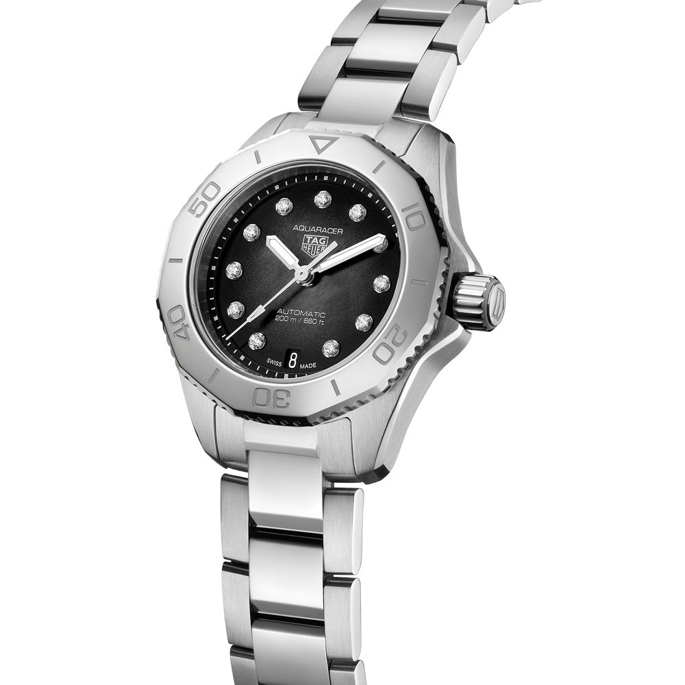 TAG Heuer Aquaracer Professional 200 Date 30mm Black MOP Dial Diamond Automatic Ladies Watch WBP2410.BA0622