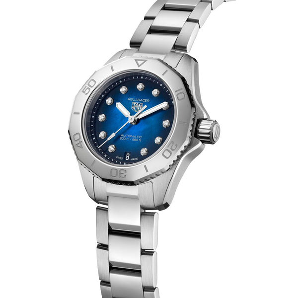 TAG Heuer Aquaracer Professional 200 Date 30mm Blue MOP Dial Diamond Automatic Ladies Watch WBP2411.BA0622