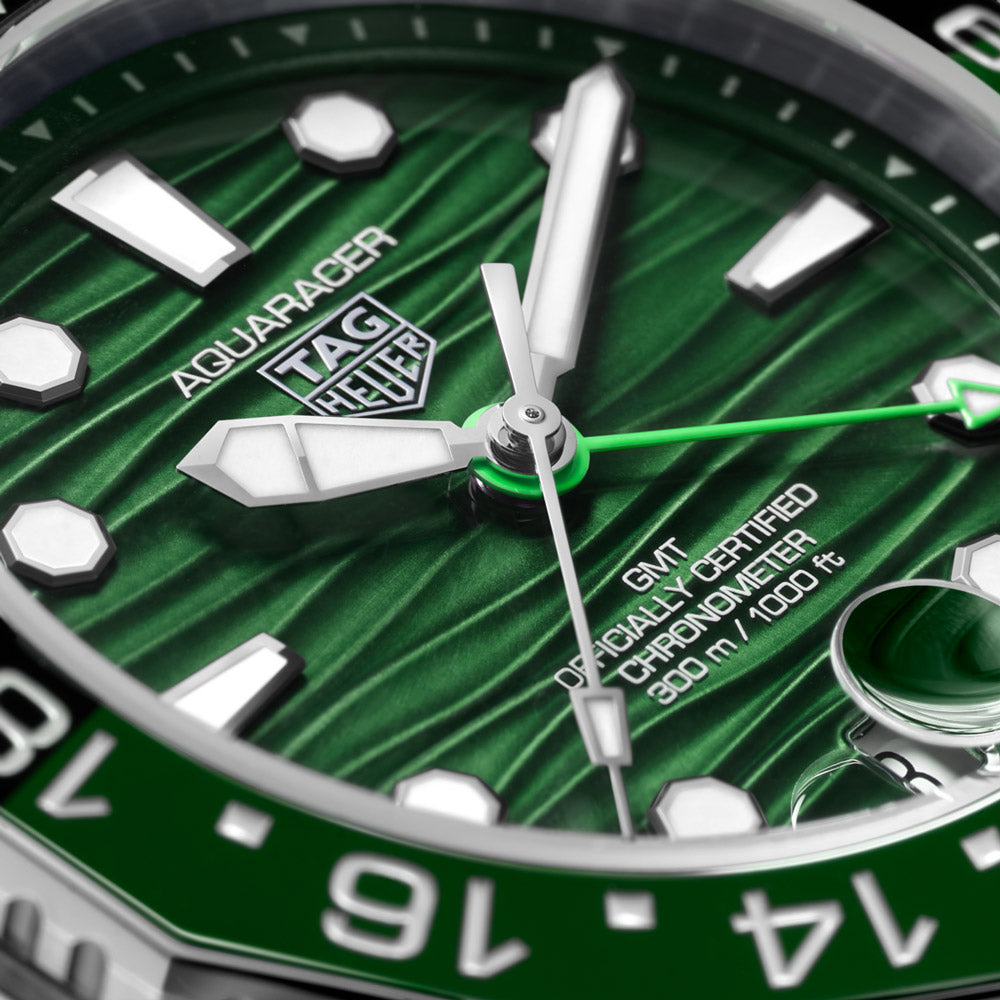 TAG Heuer Aquaracer Professional 300 GMT 42mm Green Dial Automatic Gents Watch WBP5115.BA0013