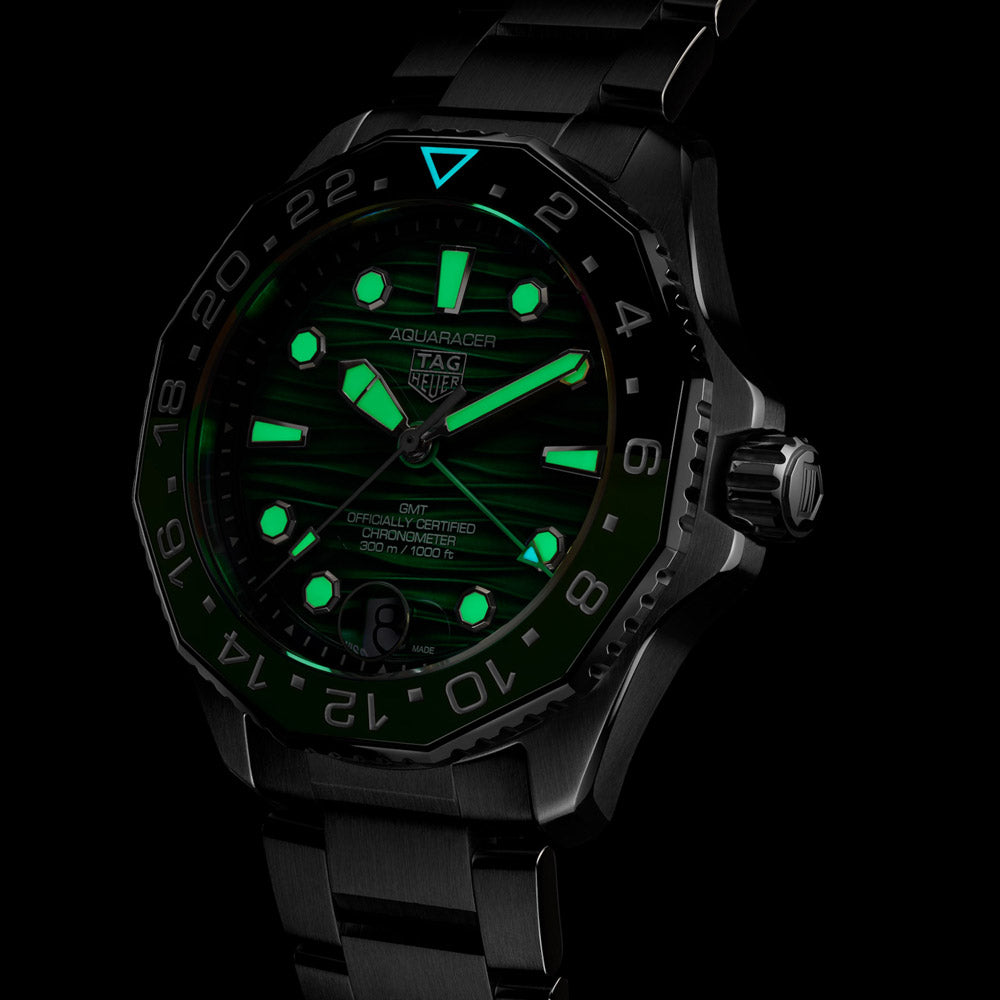 TAG Heuer Aquaracer Professional 300 GMT 42mm Green Dial Automatic Gents Watch WBP5115.BA0013