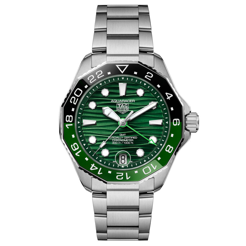 TAG Heuer Aquaracer Professional 300 GMT 42mm Green Dial Automatic Gents Watch WBP5115.BA0013