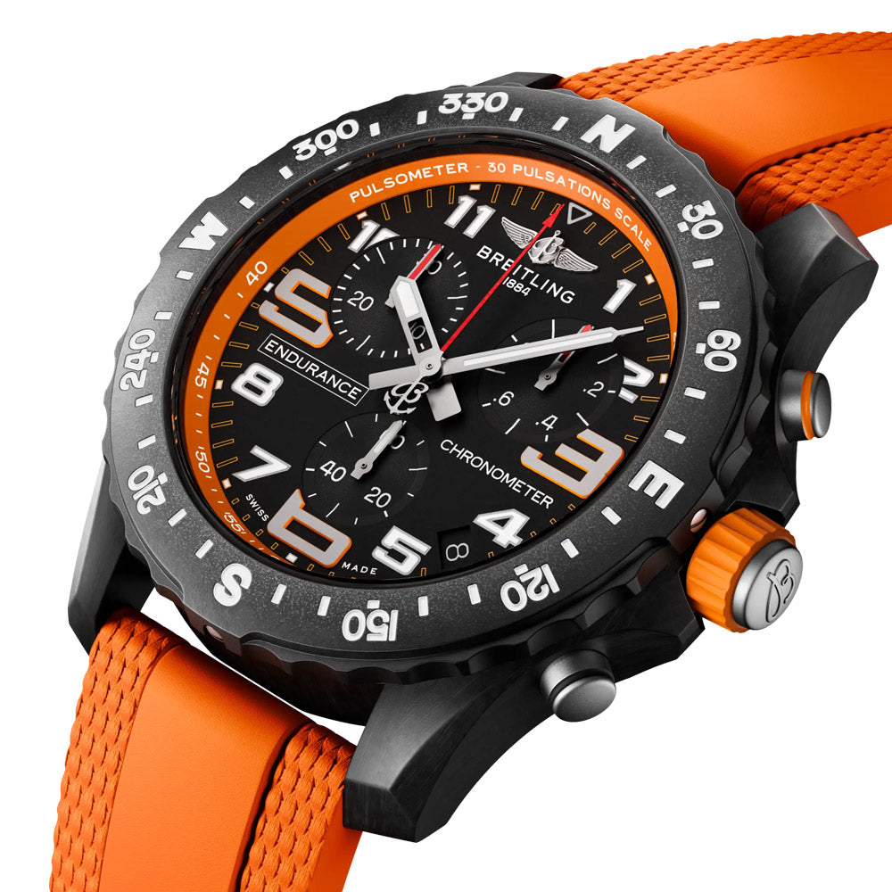 Breitling Endurance Pro 44mm Black Orange Dial Breitlight Quartz Gents Watch X82310A51B1S2