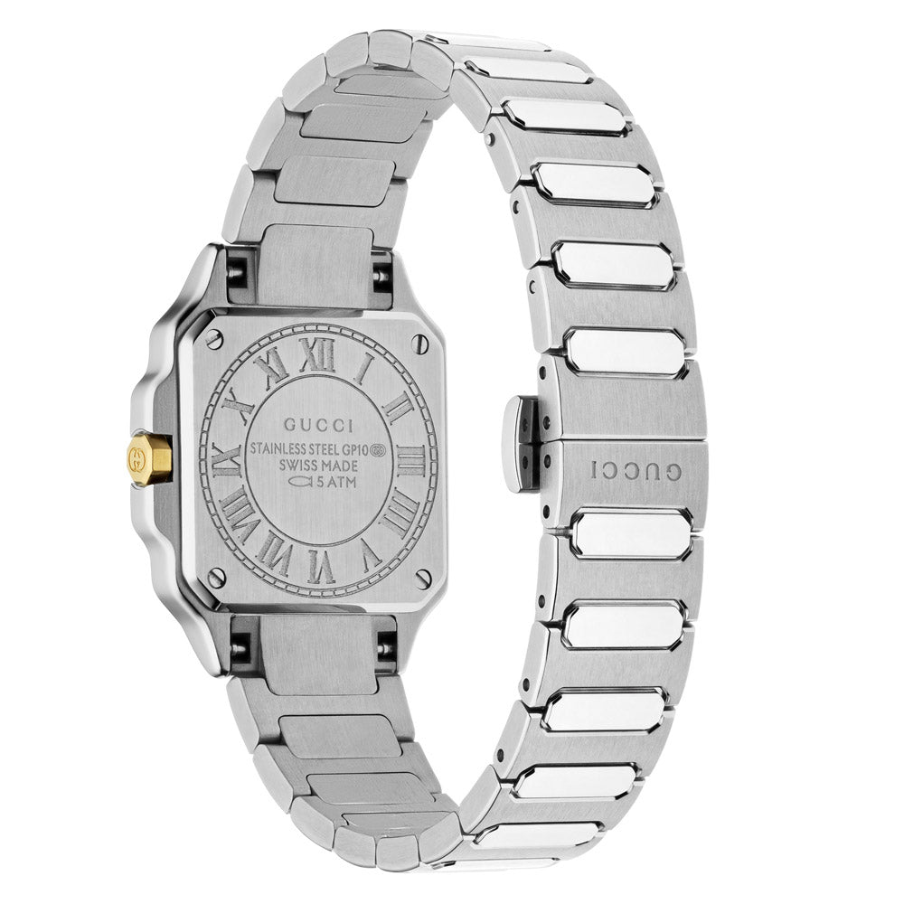 Gucci G-Flat Silver Diamond Dot Dial 24mm Ladies Quartz Watch YA166503