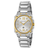 Gucci G-Flat Silver Diamond Dot Dial 24mm Ladies Quartz Watch YA166503