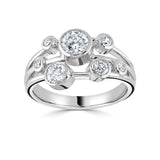 platinum 1.00ct seven stone diamond bubble ring top view