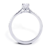 The Jasmine Platinum Round Brilliant Cut Diamond Solitaire Engagement Ring With Diamond Set Shoulders