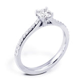 The Jasmine Platinum Round Brilliant Cut Diamond Solitaire Engagement Ring With Diamond Set Shoulders