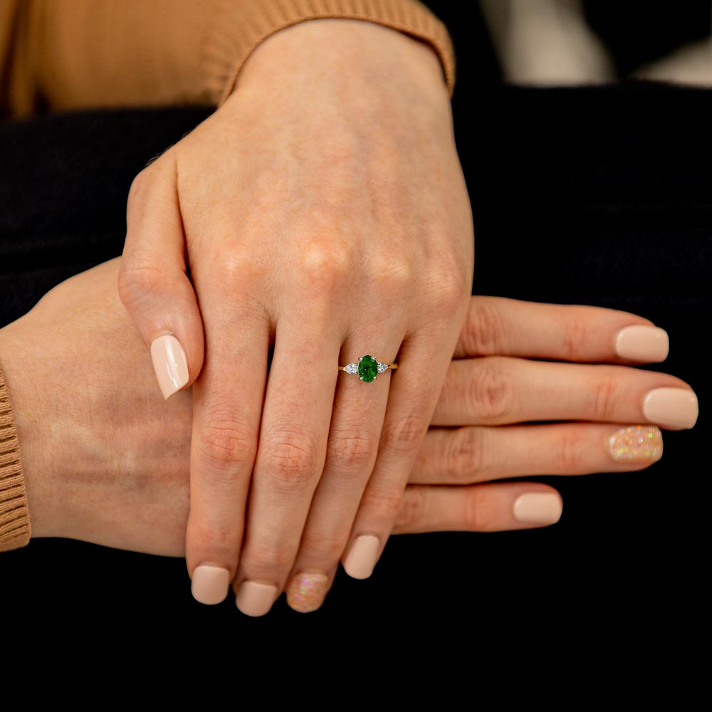 Emerald silver clearance engagement ring