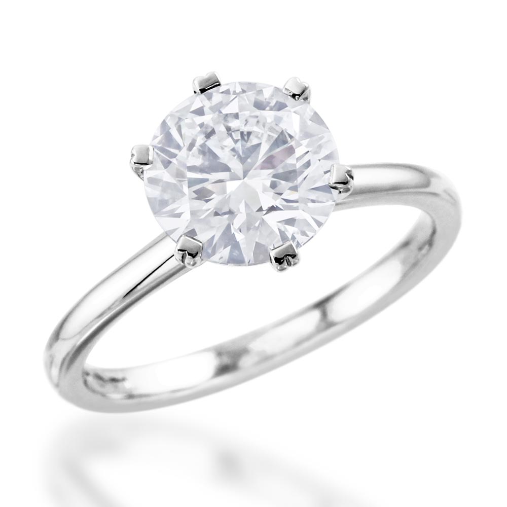 The Round Brilliant Cut Six Claw Platinum Laboratory Grown Diamond Solitaire Engagement Ring