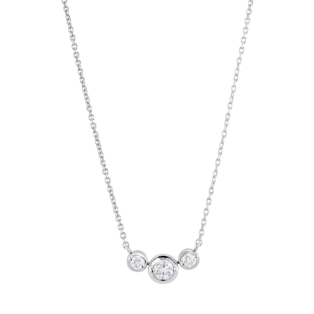 18ct White Gold 0.50ct Diamond Trilogy Necklace