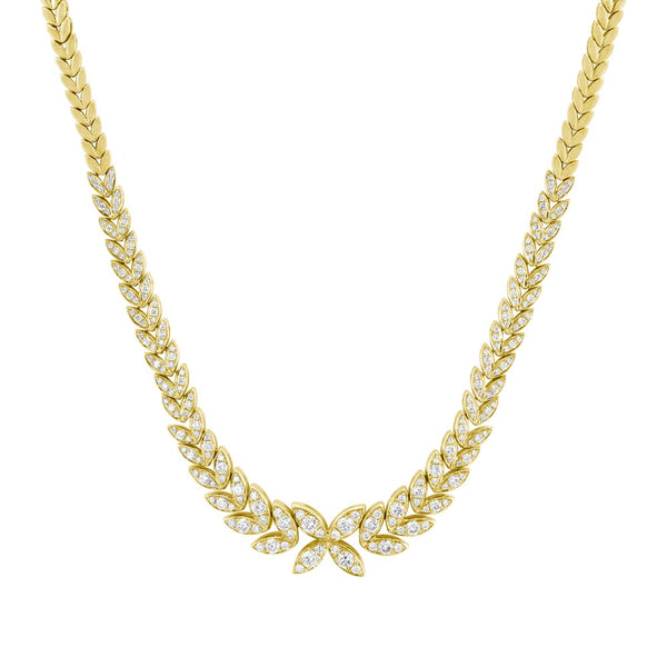 18ct Yellow Gold 2.63ct Diamond Barleycorn Necklace