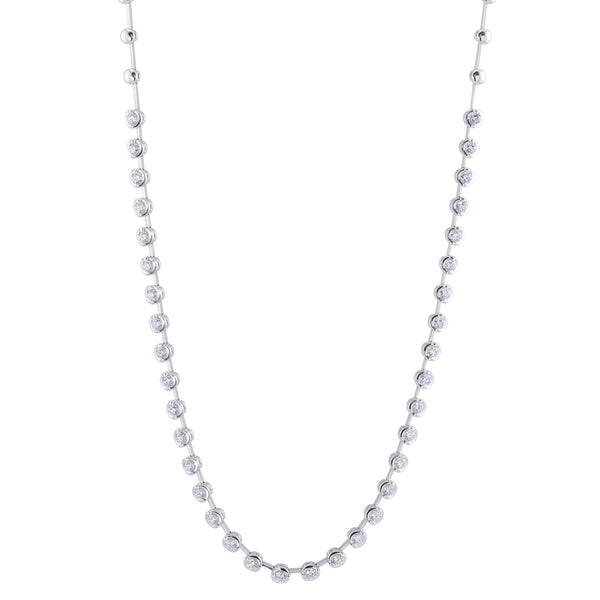 18ct White Gold 2.50ct Round Brilliant Cut Diamond Bar Necklace