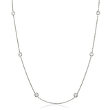 18ct white gold 0.26ct round brilliant cut diamond station necklace