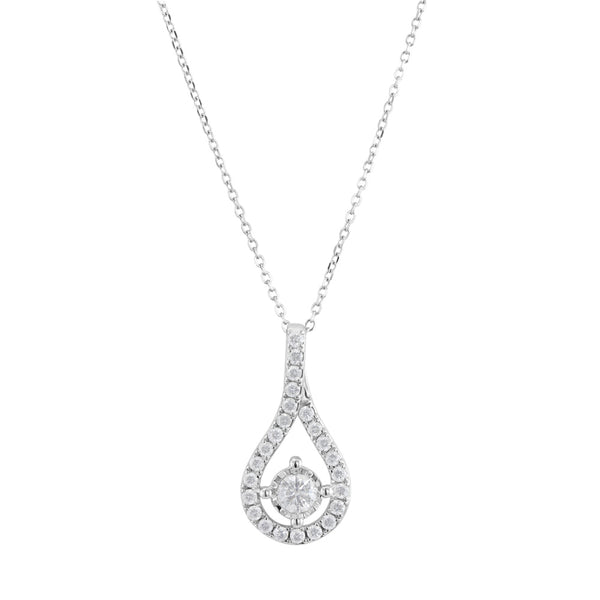 18ct White Gold 0.50ct Round Brilliant Cut Diamond Twisted Open Pear Necklace