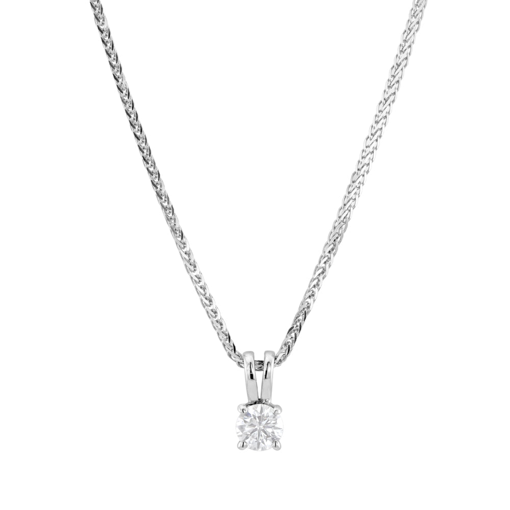 18ct White Gold 0.30ct Round Brilliant Cut Four Claw Certificated Diamond Necklace