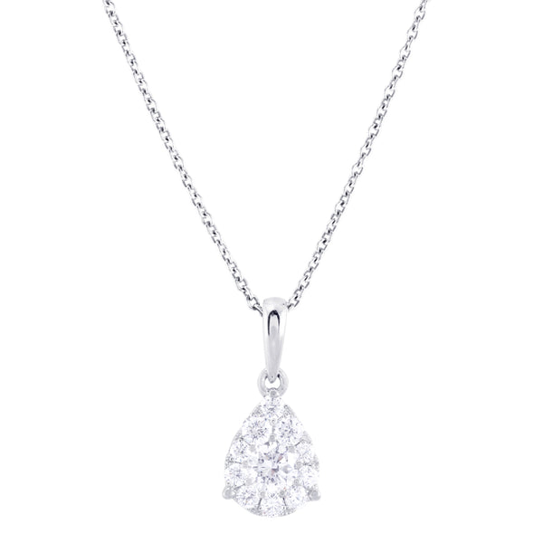 Unstoppable Love Diamond Pear Necklace 1/2 ct tw Round-cut 10K White Gold  19