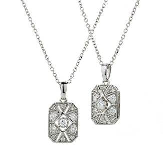 18ct White Gold 0.15ct Diamond Geometric Necklace