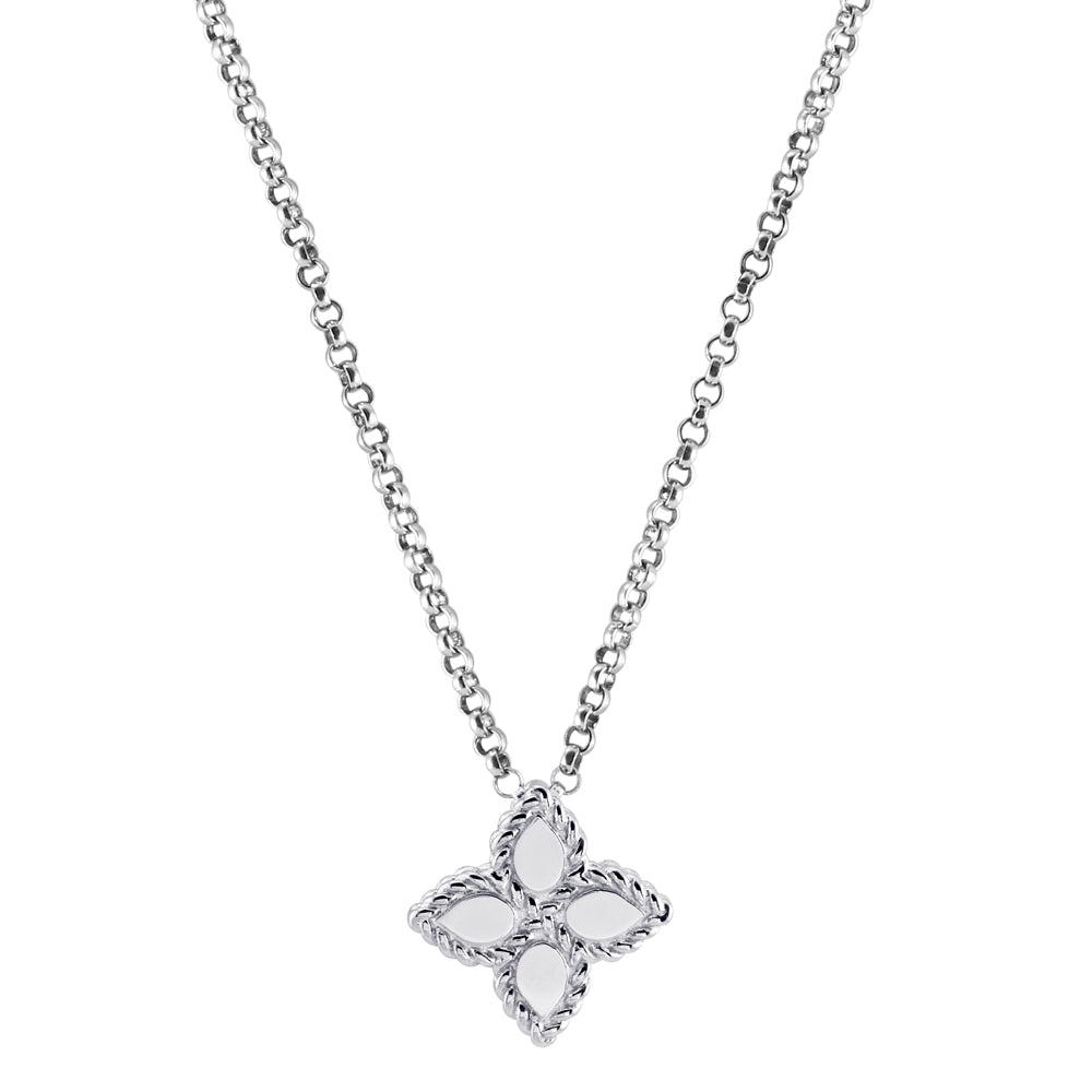 Roberto Coin 18ct White Gold Princess Flower Necklace AR777CL0677