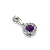 18ct White Gold 0.25ct Amethyst And 0.13ct Diamond Cluster Pendant Only