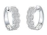 18ct white gold 0.75ct triple row diamond hoop earrings