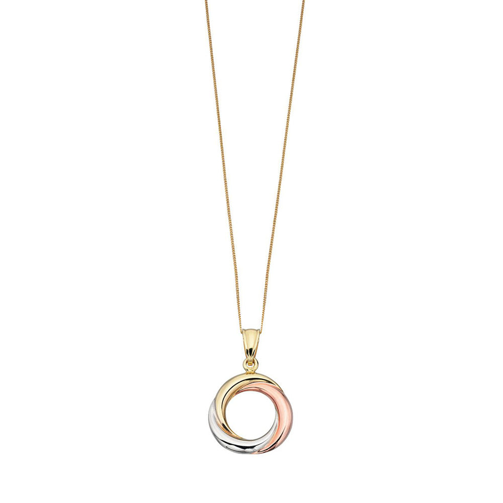 9ct Tricoloured Gold Entwined Circle Pendant Only GP821