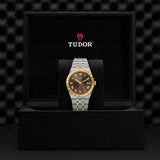 tudor royal 38mm chocolate brown dial steel & gold watch in presentation box