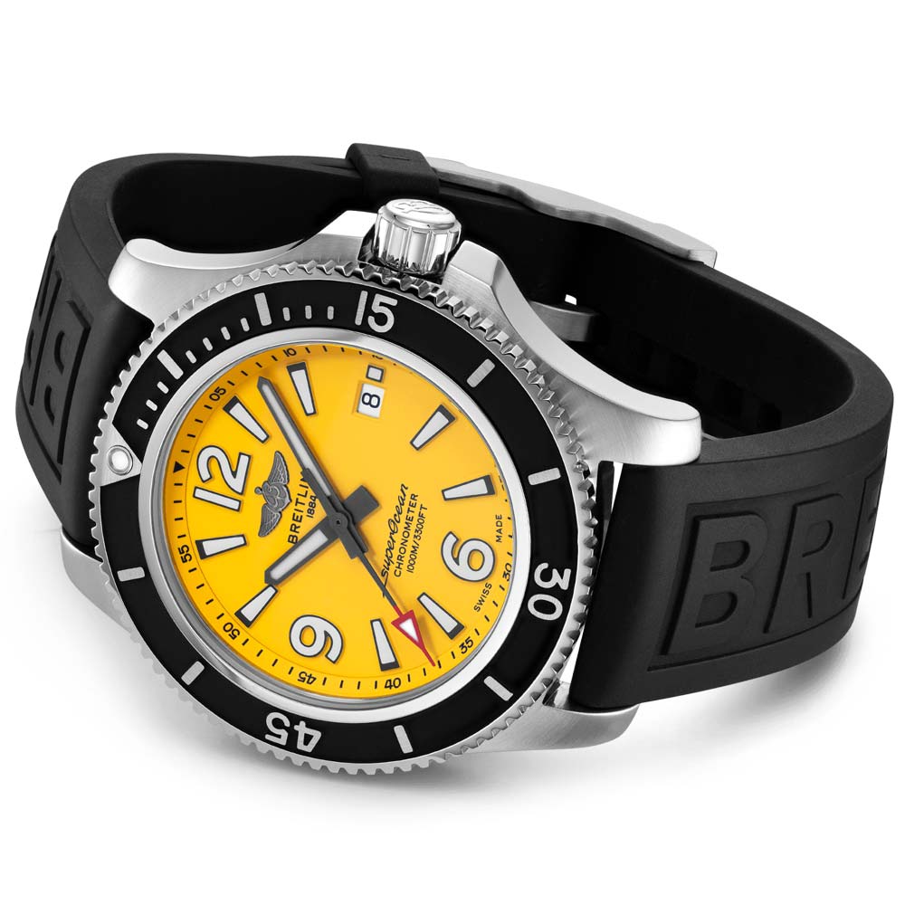 Breitling Superocean 44mm Yellow Dial Stainless Steel Automatic Gents Watch  A17367021I1S2