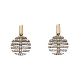 9ct Yellow Gold Diamond Stripe Disc Earrings GE2200