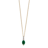 9ct Yellow Gold Diamond And Emerald Drop Pendant Only GP2055G