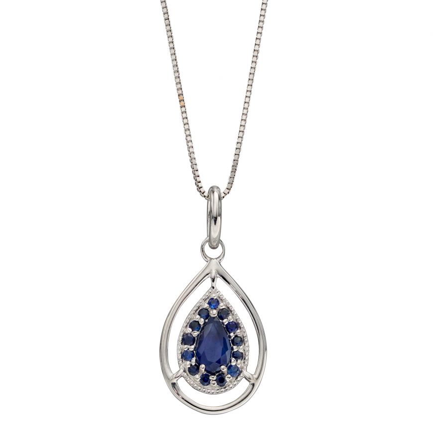 9ct White Gold Sapphire Teardop Pendant Only GP2271L