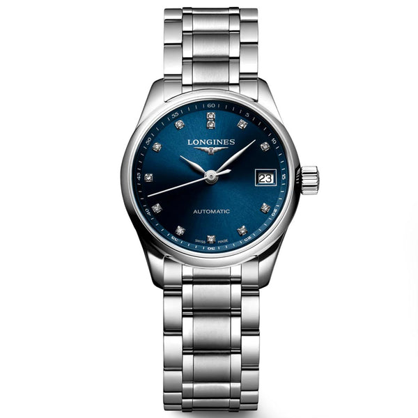 Longines Master Collection 25.5mm Blue Dial Diamond Automatic Ladies Watch  L2.128.4.97.6