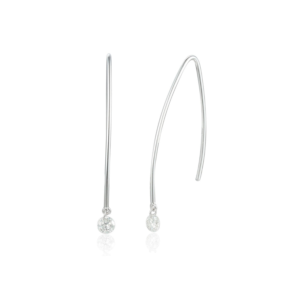 18ct White Gold 0.16ct Diamond Drop Hook Earrings