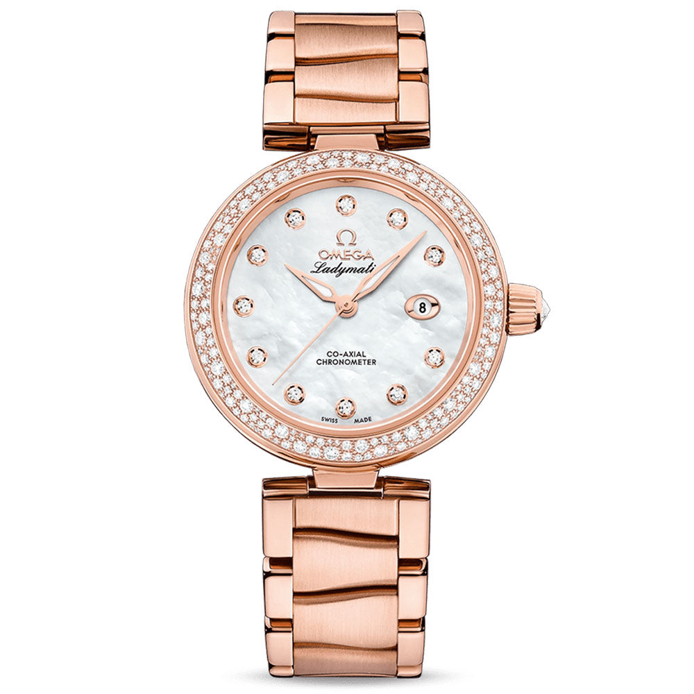 Omega De Ville Ladymatic 34mm MOP Dial 18ct Rose Gold Diamond Ladies Automatic Watch 42565342055010