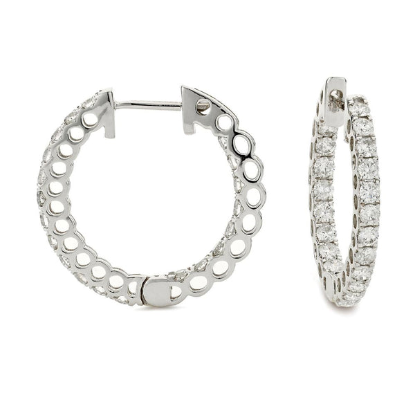 Silver diamond hot sale hoop earrings