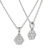 18ct White Gold 0.25ct Diamond Flower Round Cluster Necklace