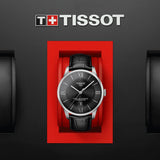 tissot chemin des tourelles powermatic 80 42mm black dial stainless steel automatic watch in presentation box