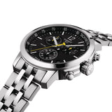 tissot t-sport prc 200 chronograph 43mm black dial stainless steel gents watch lug view