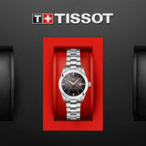 tissot t-classic t-my lady anthracite dial stainless steel diamond automatic watch in presentation box