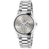 Gucci Ladies G-Timeless Stainless Steel Silver Bee Motif Dial Bracelet Watch YA1264126